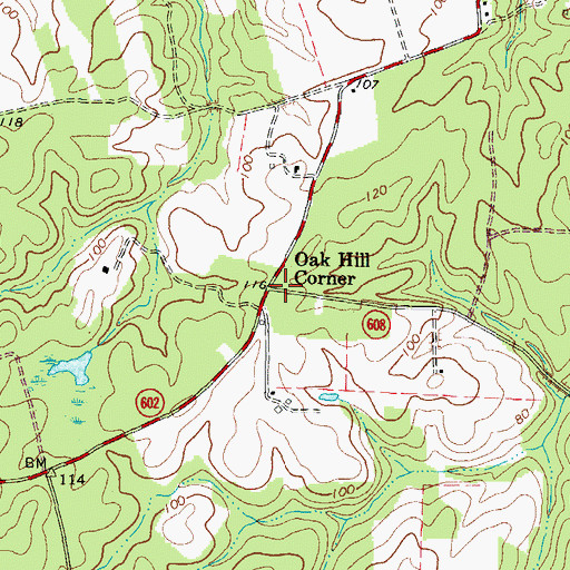 Topographic Map of Oak Hill Corner, VA