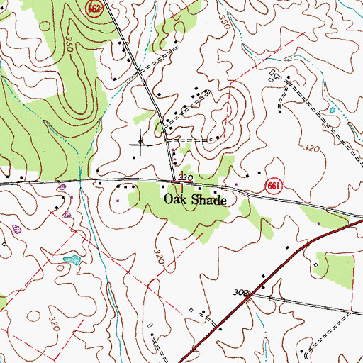 Topographic Map of Oak Shade, VA