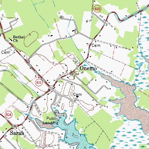 Topographic Map of Onemo, VA
