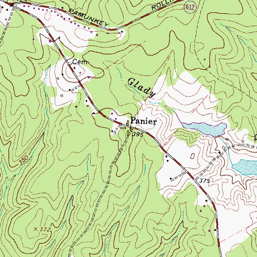 Topographic Map of Panier, VA