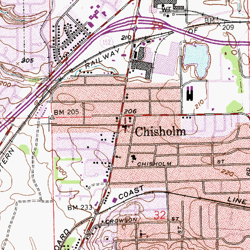 Topographic Map of Chisholm Baptist Church, AL