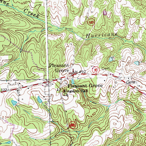 Topographic Map of Pleasant Grove, VA