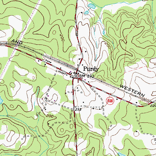 Topographic Map of Purdy, VA