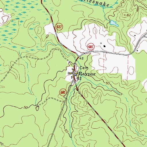Topographic Map of Raynor, VA