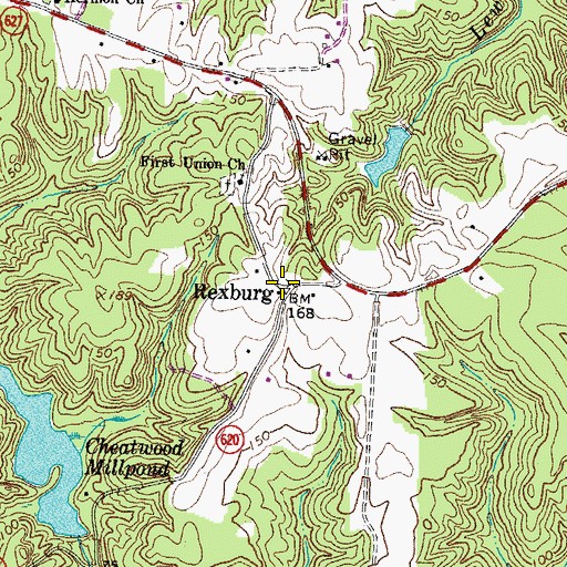 Topographic Map of Rexburg, VA