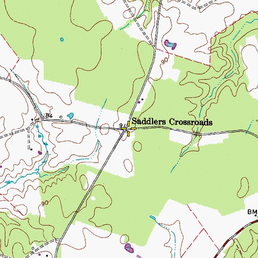 Topographic Map of Saddlers Crossroads, VA