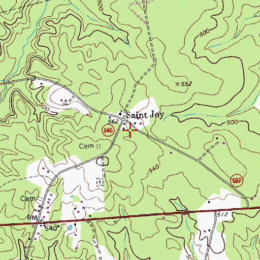 Topographic Map of Saint Joy, VA