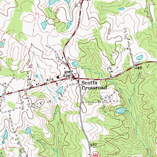 Topographic Map of Scotts Crossroad, VA