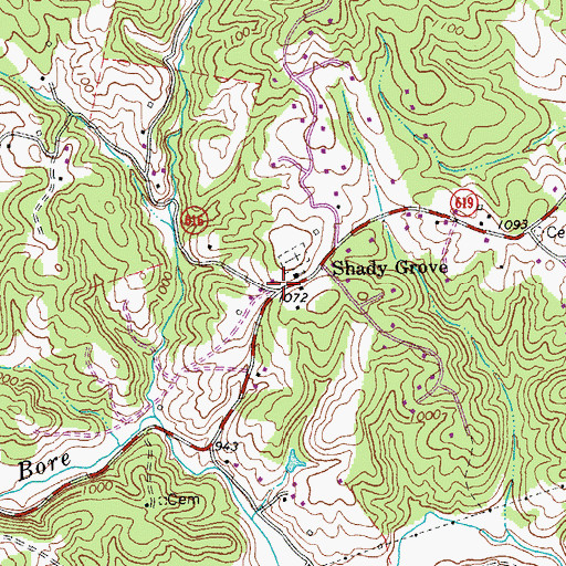 Topographic Map of Shady Grove, VA