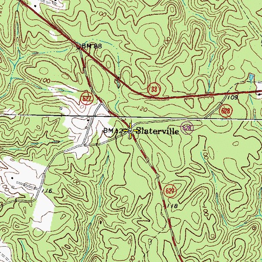 Topographic Map of Slaterville, VA