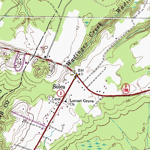 Topographic Map of Soles, VA