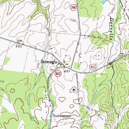 Topographic Map of Sowego, VA