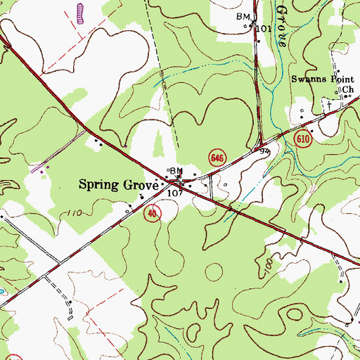 Topographic Map of Spring Grove, VA