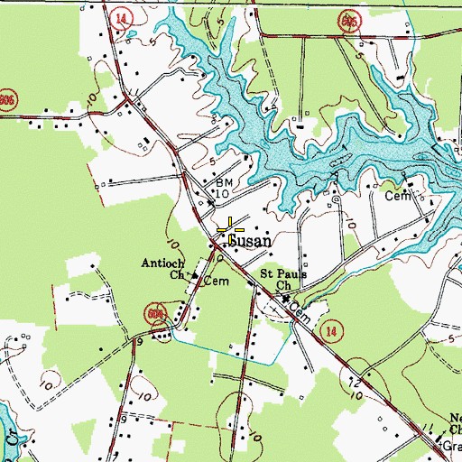 Topographic Map of Susan, VA