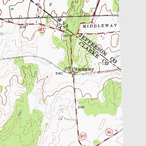 Topographic Map of Swimley, VA
