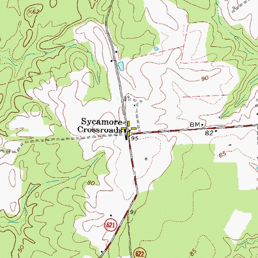 Topographic Map of Sycamore Crossroads, VA