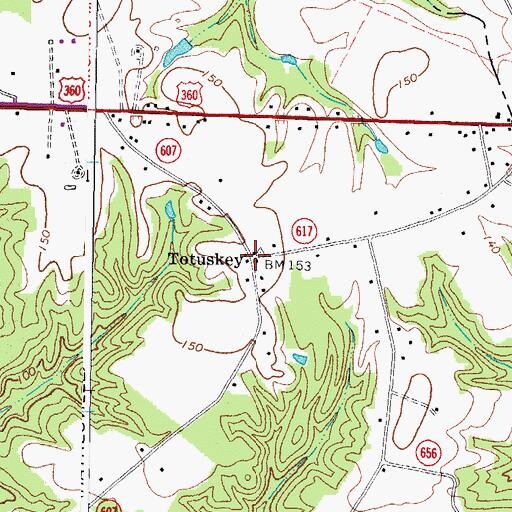 Topographic Map of Totuskey, VA