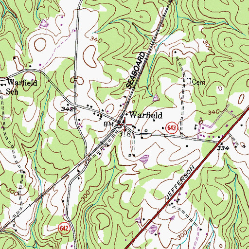 Topographic Map of Warfield, VA