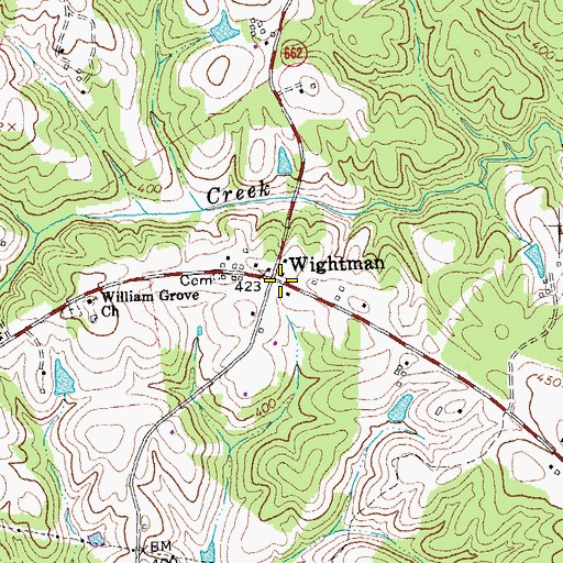 Topographic Map of Wightman, VA