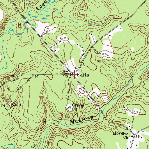 Topographic Map of Falls, VA
