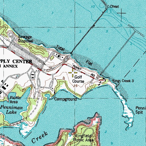 Topographic Map of Cheatham Annex, VA
