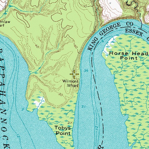 Topographic Map of Wilmot, VA
