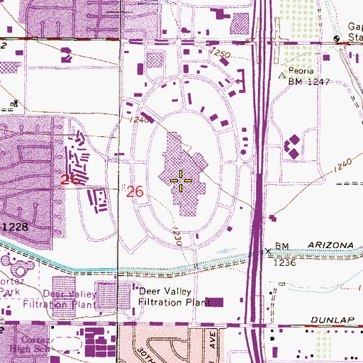 Topographic Map of Metrocenter Shopping Center, AZ