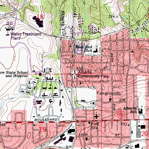 Topographic Map of Alberta Community Park, AL