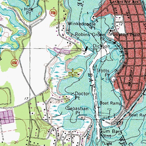 Topographic Map of Evans Island, VA