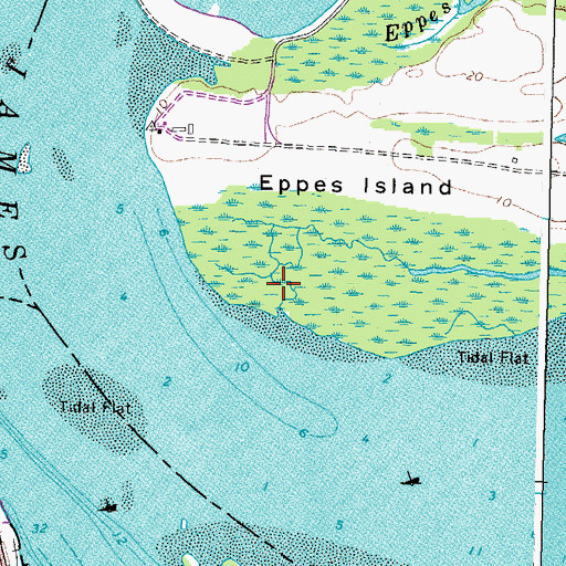 Topographic Map of Packs Point, VA