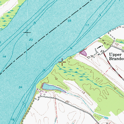 Topographic Map of Upper Brandon Farms Wharf, VA