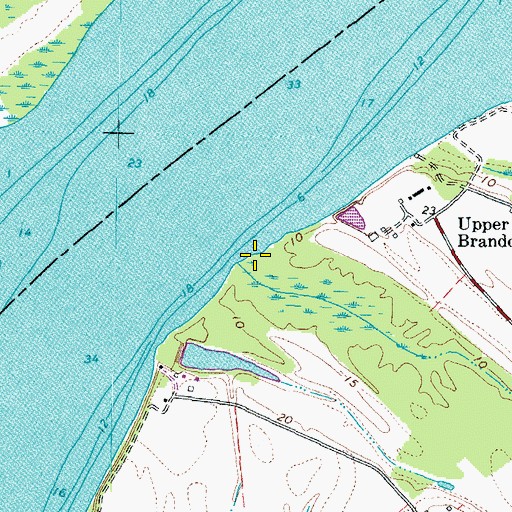 Topographic Map of Upper Brandon Farms Wharf, VA