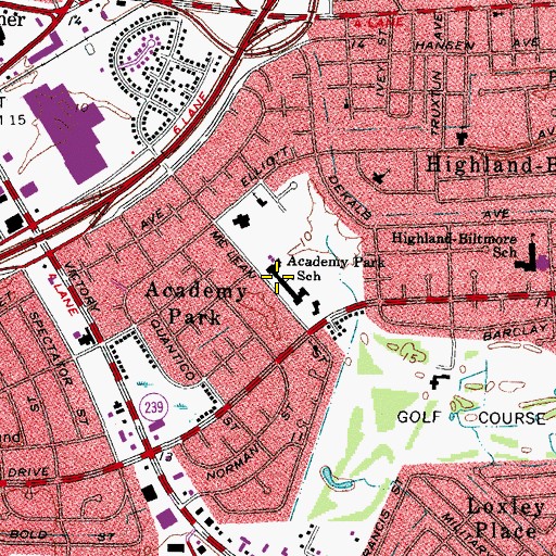 Topographic Map of Academy Park School, VA
