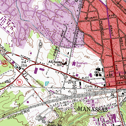 Topographic Map of All Saints Catholic School, VA