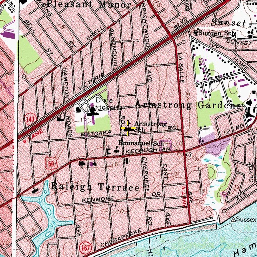 Topographic Map of Armstrong Elementary School, VA