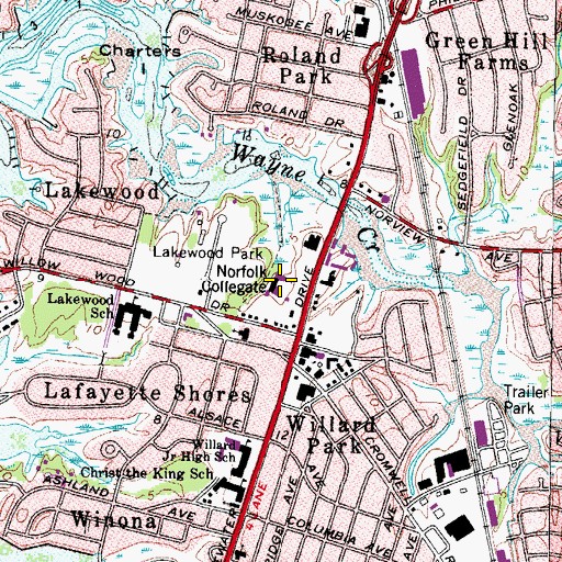 Topographic Map of Arrowood Academy, VA