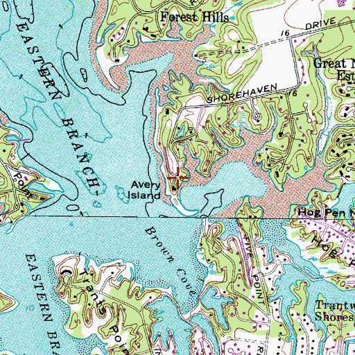 Topographic Map of Avery Island, VA
