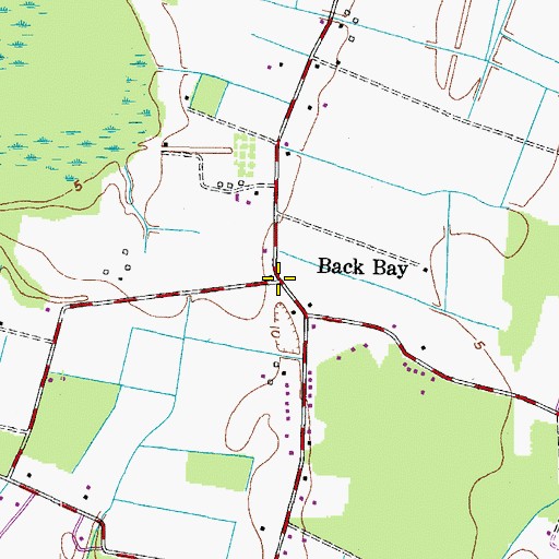 Topographic Map of Back Bay, VA