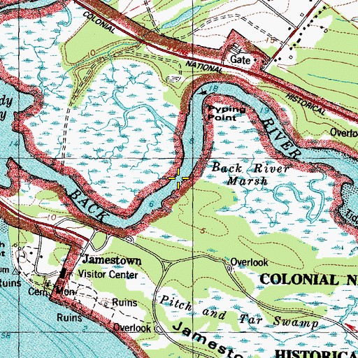 Topographic Map of Back River, VA