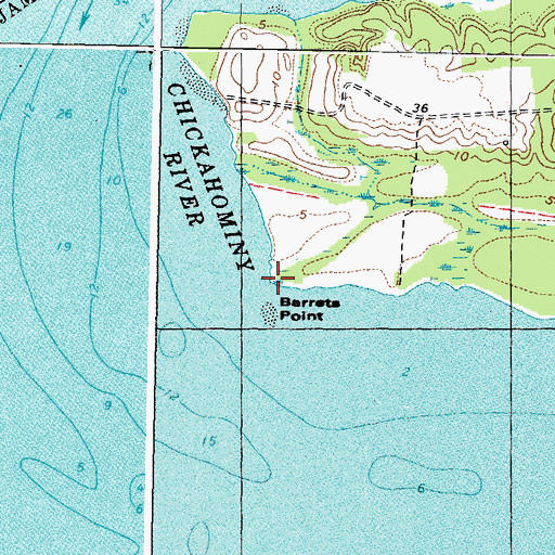 Topographic Map of Barrets Point, VA