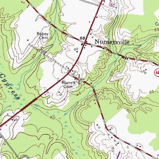Topographic Map of Barrett Cemetery, VA