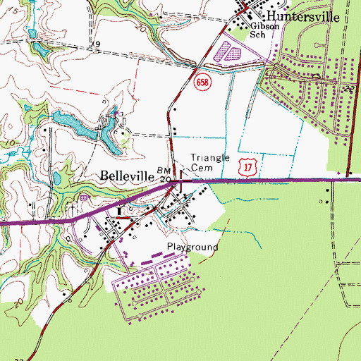 Topographic Map of Belleville, VA