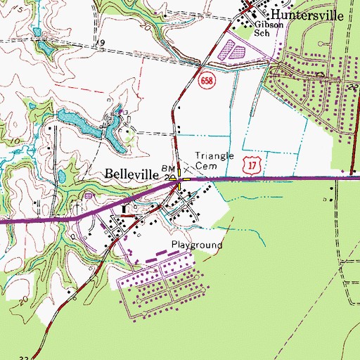 Topographic Map of Belleville, VA