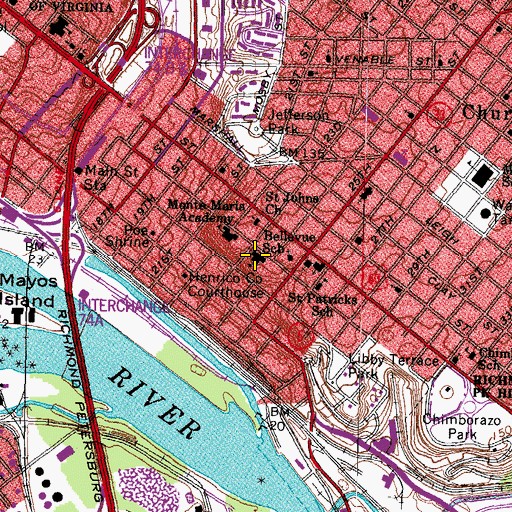 Topographic Map of Bellevue Elementary School, VA