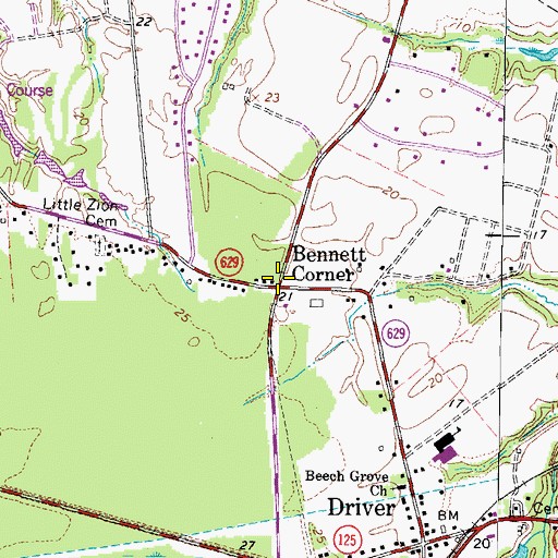 Topographic Map of Bennett Corner, VA