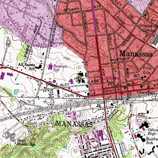 Topographic Map of Bennett Elementary School, VA