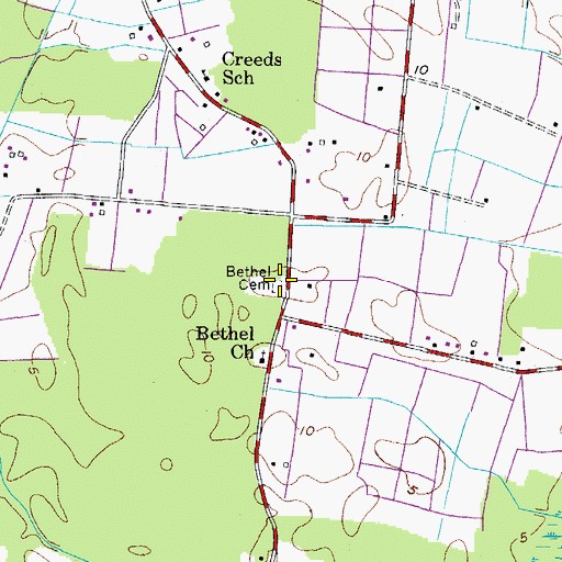 Topographic Map of Bethel Cemetery, VA