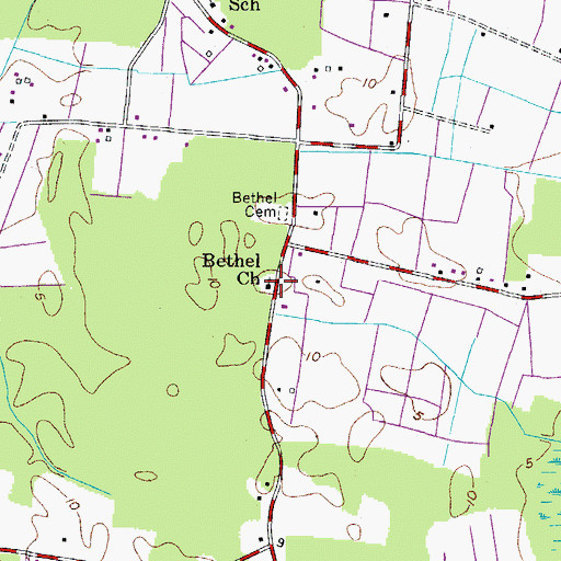 Topographic Map of Bethel Church, VA