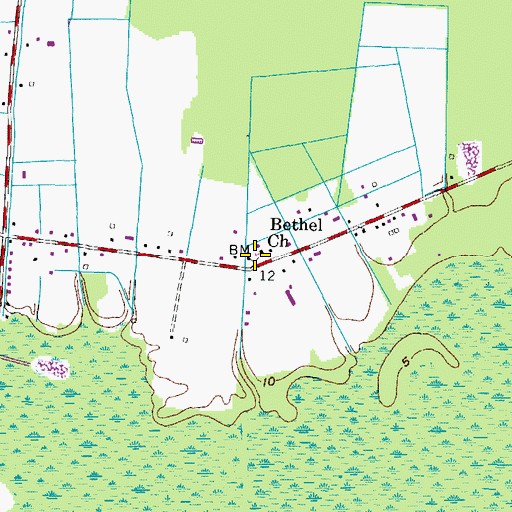Topographic Map of Bethel Baptist Church, VA