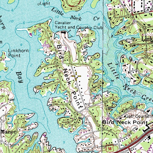 Topographic Map of Bird Neck Point, VA